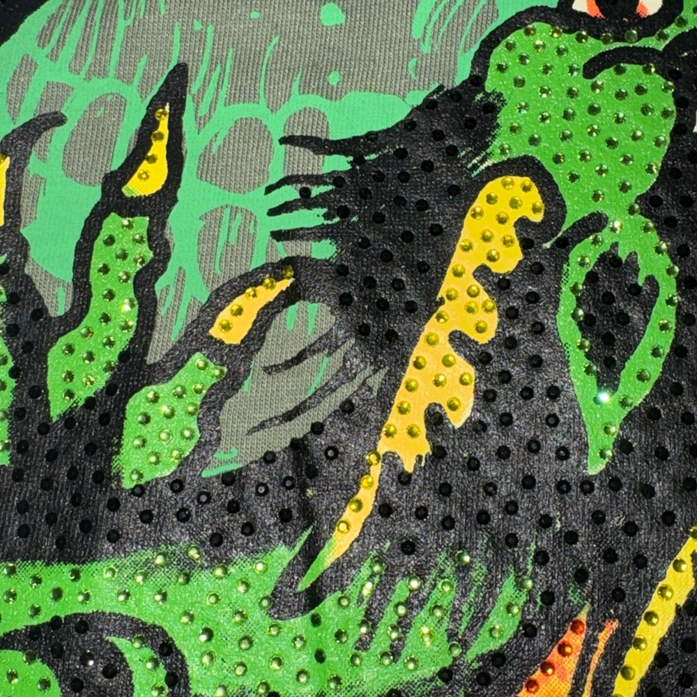 Ed Hardy Olive Dragon Tee with Neon Orange & Yellow Accents - Picture 5 of 8